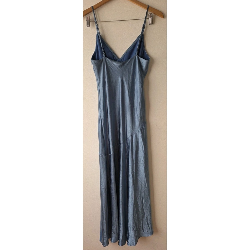 NWT Selfie Leslie Downtown Cami Strap Front Split Midi Slip Dress Blue Formal Md - Picture 7 of 12